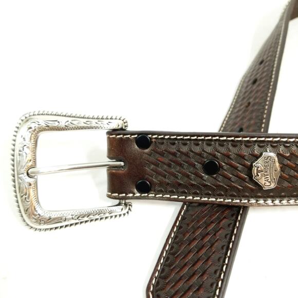 New Cavenders full grain leather star concho western belt 36 main image 6
